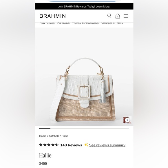 Brahmin Hallie Satchel in Sea Salt Colada. Includes the strap,cards,and dust bag - Picture 7 of 14